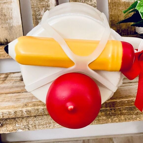 NWT Rae Dunn Set 2 Pcs TEACHER Pencil & Apple Topper Mug & Little Blackboard - Picture 6 of 12